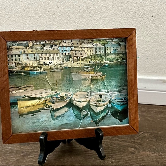 Vintage Oil Painting On Foil Picture Of Small Boats, UK Print 7/9 Inch - Picture 7 of 8